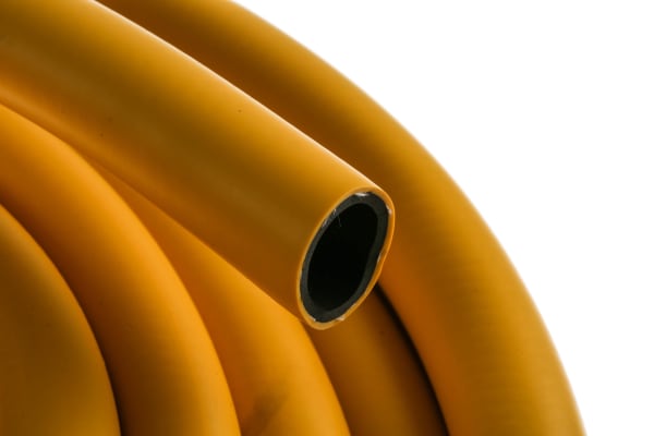 Product image for RS PRO PVC Flexible Tubing, Yellow, 25.5mm External Diameter, 25m Long, Reinforced, Water Applications