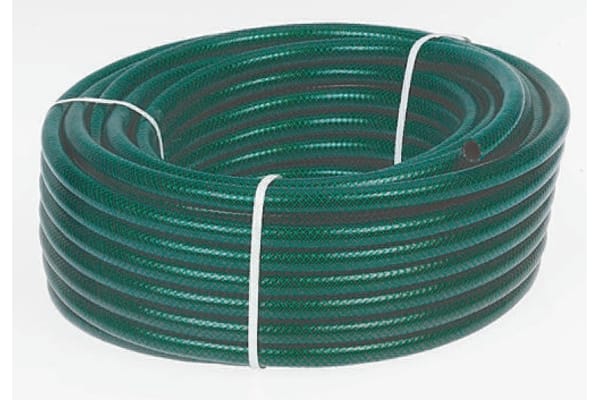 Product image for Reinforced PVC hose,Green 50m L 12mm ID