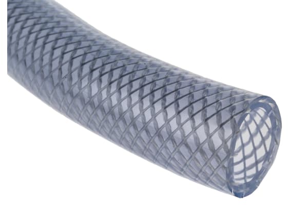 Product image for RS PRO PVC Flexible Tubing, Transparent, 33mm External Diameter, 25m LongReinforced, 210mm Bend Radius, Applications