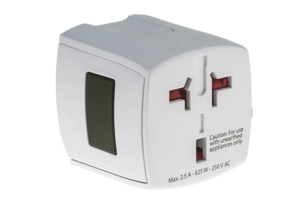 Product image for RS PRO Australia, China, Europe, Japan, UK, USA to Australia, China, Europe, Japan, UK, USA Travel Adapter, Rated At