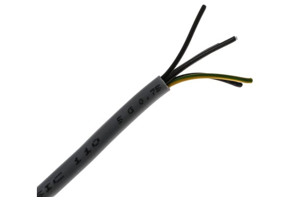 Product image for RS PRO 5 Core Unscreened YY Control Cable, 0.75 mm², Grey PVC Sheath, 50m, 18 AWG