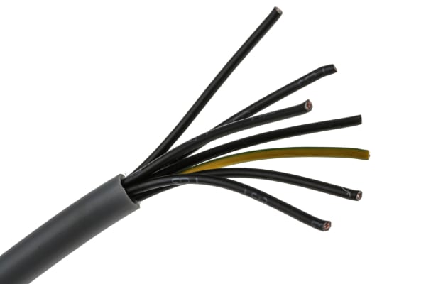 Product image for RS PRO 7 Core Unscreened YY Control Cable, 0.75 mm², Grey PVC Sheath, 50m, 18 AWG