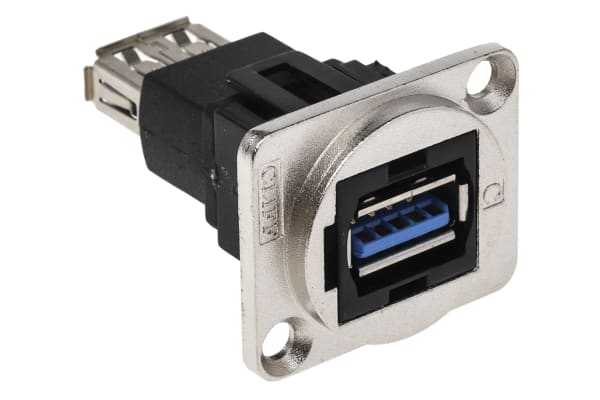 Product image for RS PRO, Straight, Panel Mount, Socket Type A to A 3.0 USB Connector