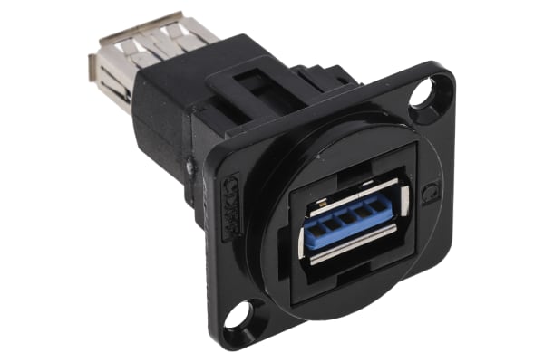 Product image for RS PRO, Straight, Panel Mount, Socket Type A to A 3.0 USB Connector