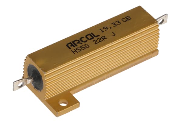 Product image for Arcol HS50 Series Aluminium Housed Axial Wire Wound Panel Mount Resistor, 22Ω ±5% 50W