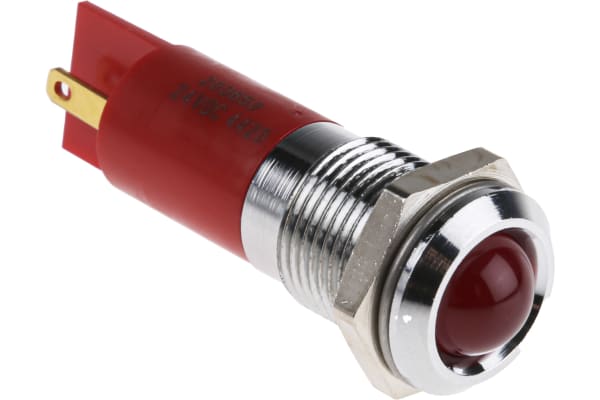 Product image for 14mm red flashing LED satin chrome,24Vdc