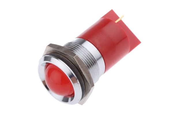 Product image for 22mm red LED bright chrome,24Vdc