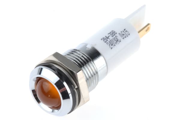 Product image for 14.5mm amber neon panel indicator,240Vac