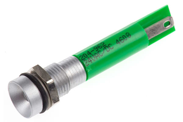 Product image for 8mm green LED matt chr recessed,24Vac/dc