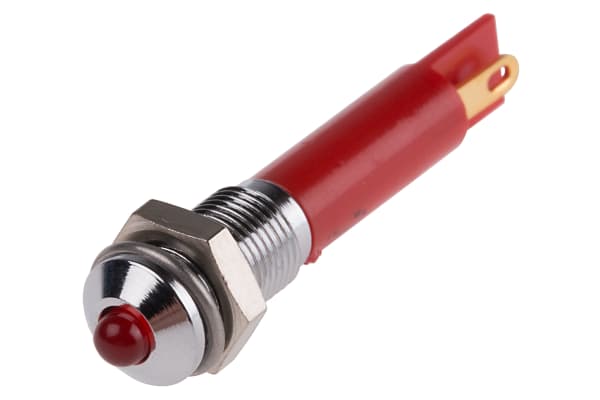 Product image for 6mm HE red LED satin chr prominent,12Vdc