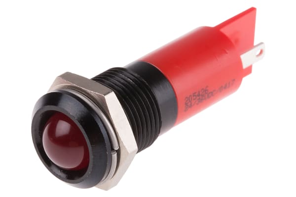 Product image for 14mm red LED black chrome,24-36Vdc