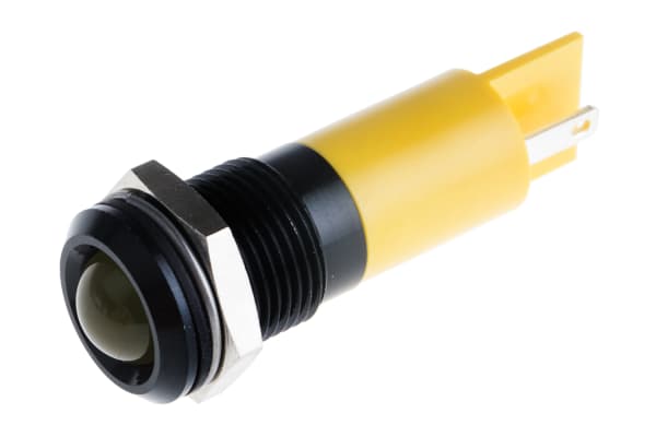 Product image for 14mm yellow LED black chrome,24-36Vdc