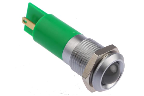 Product image for 14mm green LED matt chrome,24Vac/dc