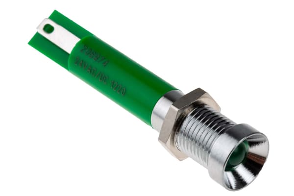 Product image for 8mm green LED satin chr recessed,24Vac