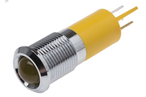 Product image for 14mm u/bright yellow LED satin chr,24Vdc