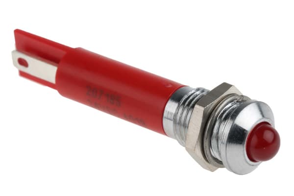 Product image for 8mm HE red LED satin chr prominent,24Vdc