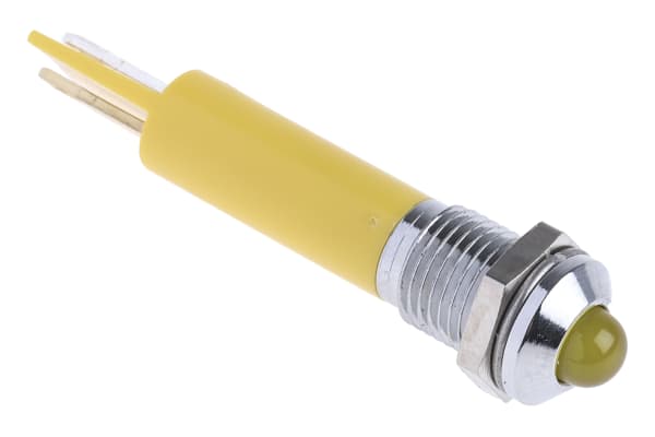 Product image for 8mm yellow LED satin chr prominent,24Vdc