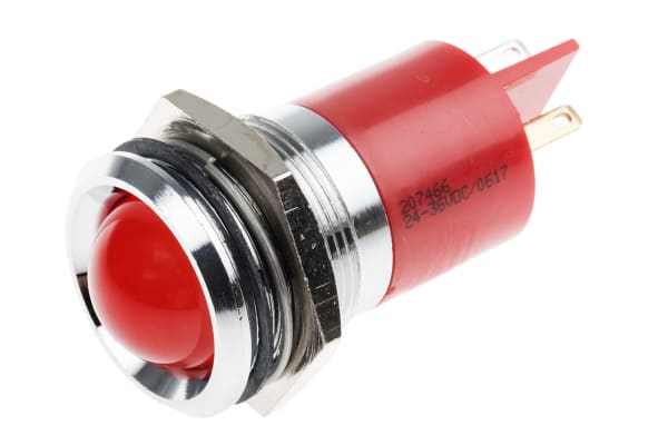 Product image for 22mm red LED bright chrome,24-36Vdc