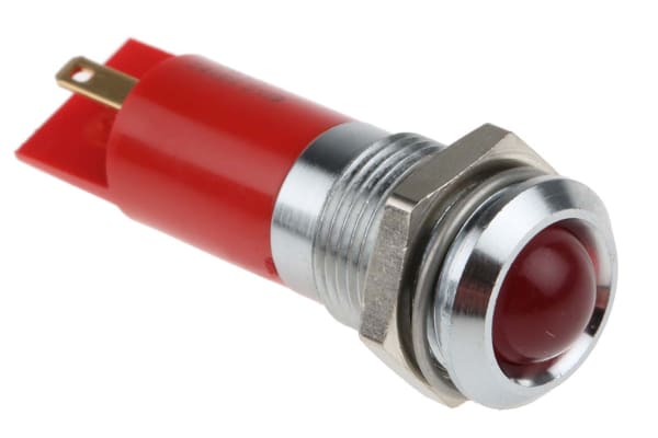 Product image for 14mm HE red LED satin chrome,24Vdc