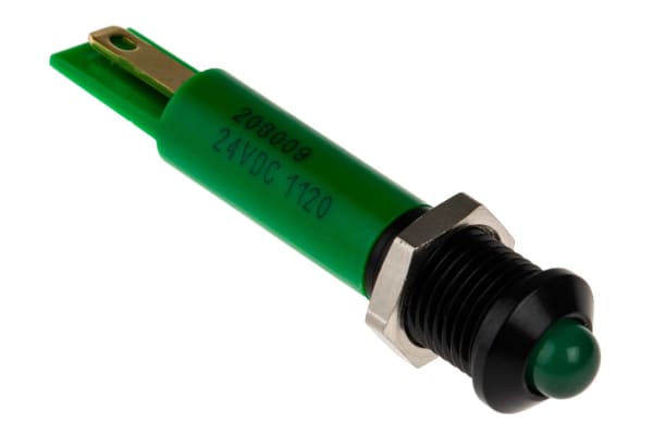 Product image for 8mm green LED black chr prominent,24Vdc