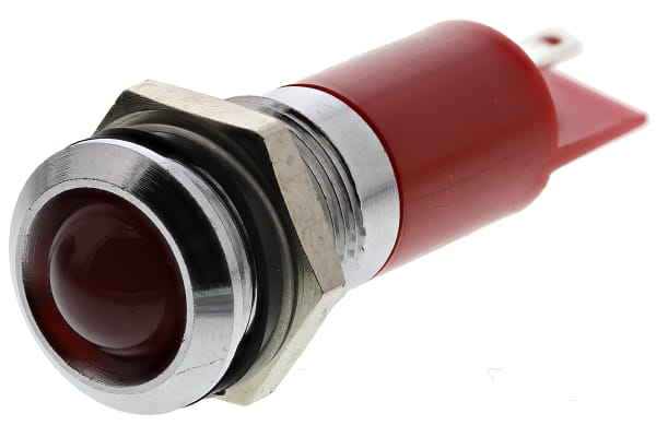 Product image for 14mm u/bright red LED satin chrome, 12V