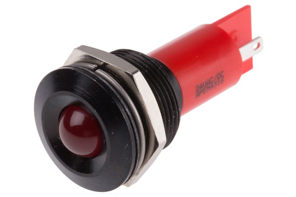 Product image for 19mm red LED black chrome,24Vac/dc