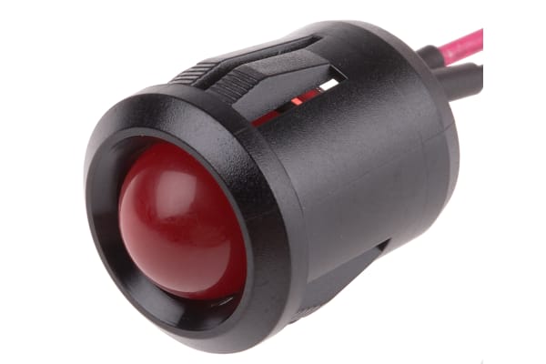 Product image for 14mm redflashing LED black plastic,24Vdc