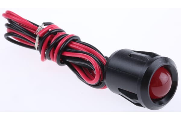 Product image for 14mm HE red LED black plastic,12Vdc