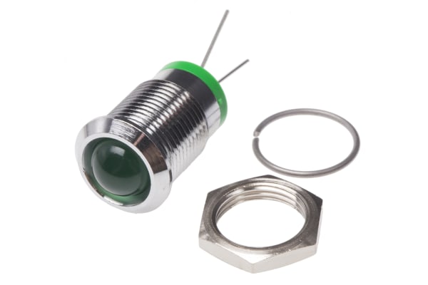 Product image for 14mm grn LED wire terminal,20mA IF typ