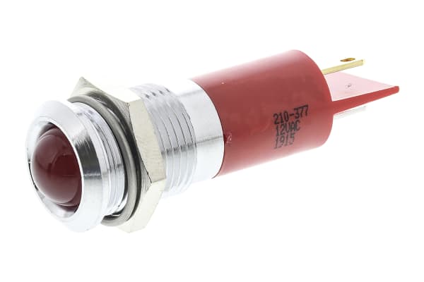 Product image for 14mm red LED satin chrome,12Vac