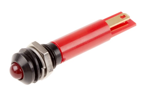 Product image for 8mm HE red LED blk chr prominent,110Vac