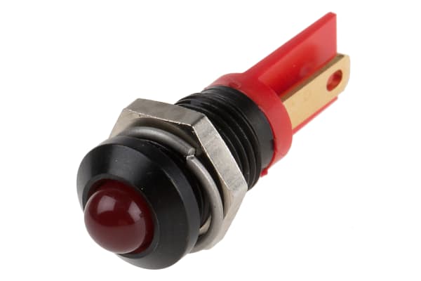 Product image for 8mm HE red LED black chrome prominent