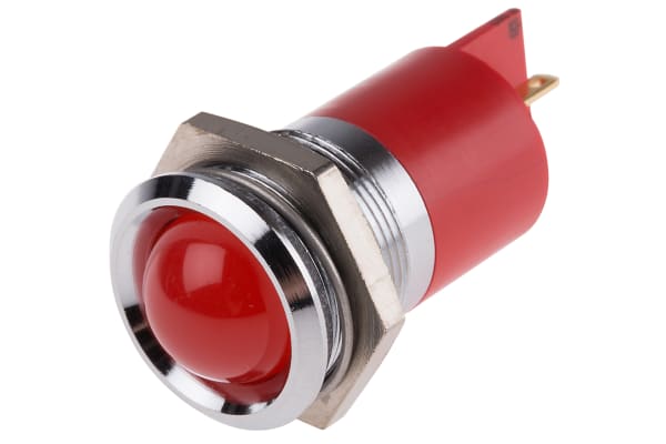 Product image for 22mm red LED satin chrome,12Vac