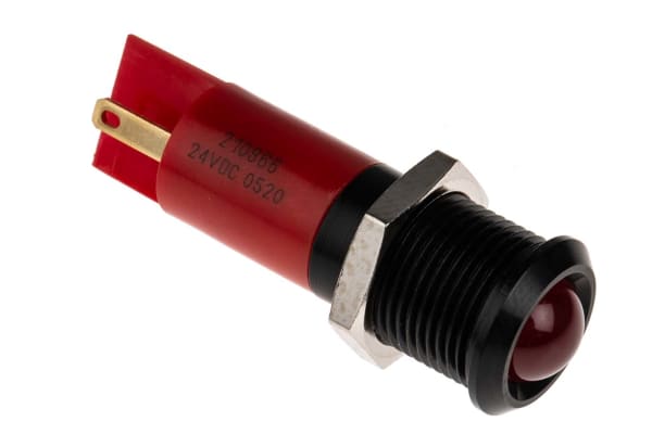 Product image for 14mm HE red LED black chrome,24Vdc