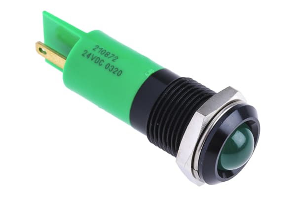 Product image for 14mm green LED black chrome,24Vdc