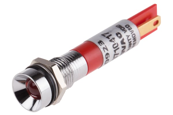 Product image for 8mm HE red LED satin chr recessed,110Vac