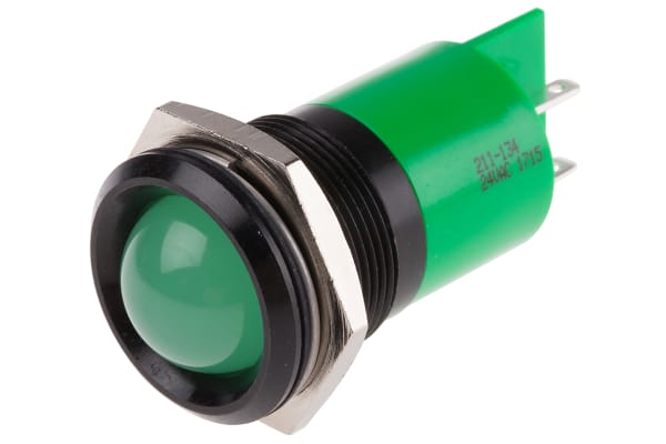 Product image for 22mm green LED black chrome,24Vac