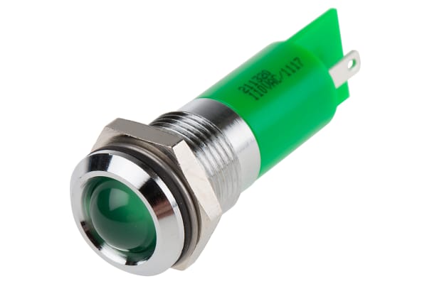 Product image for 14.5mm green neon panel indicator,110Vac