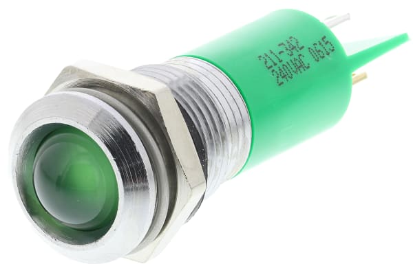 Product image for 14.5mm green neon panel indicator,240Vac