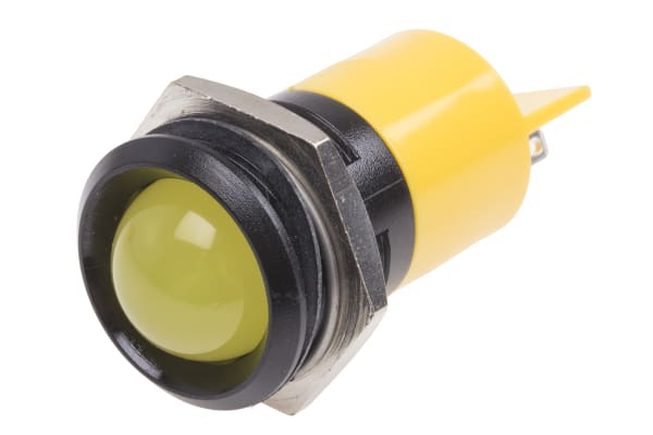 Product image for 22mm yel LED round lens blk plastic,24V