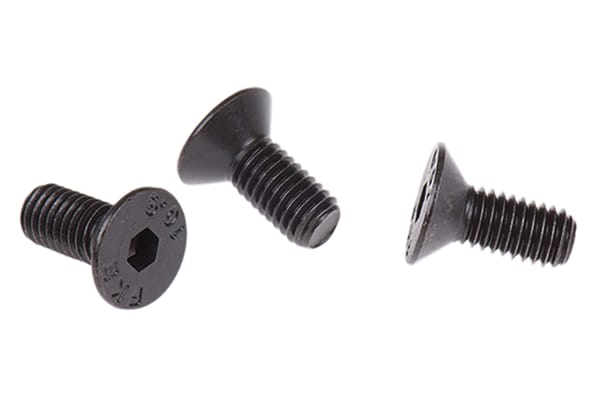 Product image for Blk steel hex skt csk head screw,M5x12mm