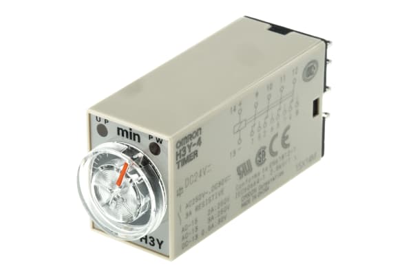 Product image for 4PDT min ondelay timer,0.1-3min 24Vdc/3A