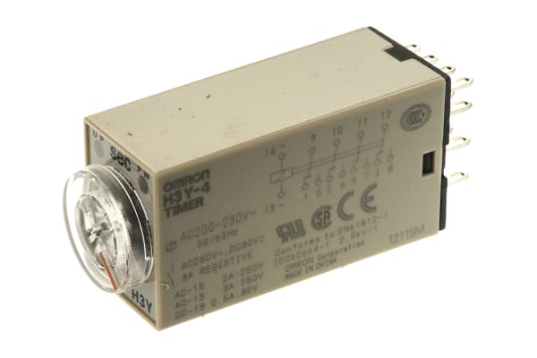 Product image for 4PDT min ondelay timer,2-60sec 240Vac/3A