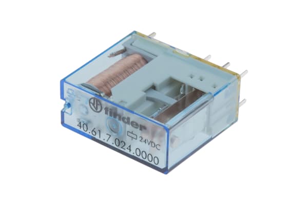 Product image for Finder, 24V dc Coil Non-Latching Relay SPDT, 16A Switching Current PCB Mount Single Pole