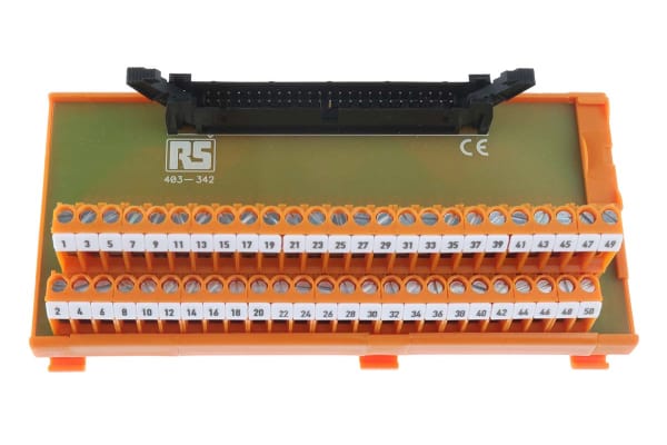 Product image for 50 way IDC header DIN rail terminal