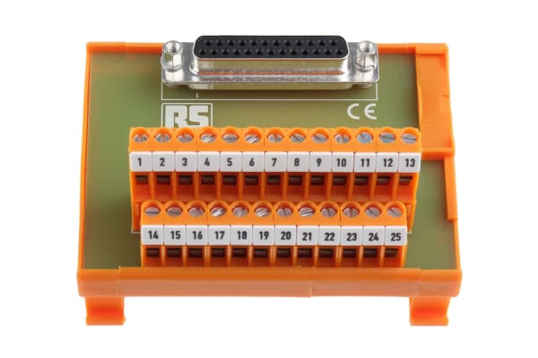 Product image for 25 way D socket DIN rail terminal