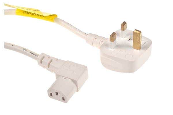 Product image for Power Cord C13 to UK BS1363 90 deg 2m