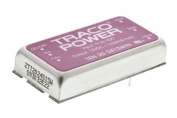 Product image for DC/DC,REG,9-36VIN,15VOUT 1.33A,20W,1.5KV