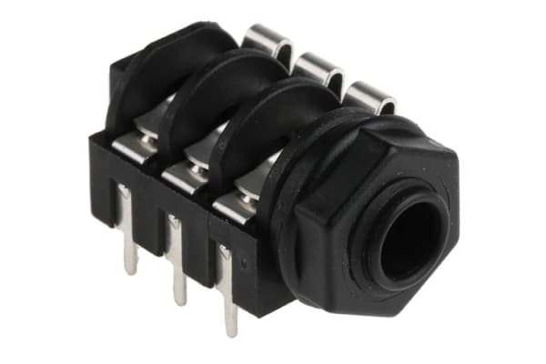 Product image for 3 way stereo PCB mount jack socket,1/4in