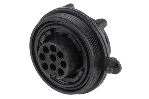 Product image for IP68 9 way jam nut chassis socket,5A